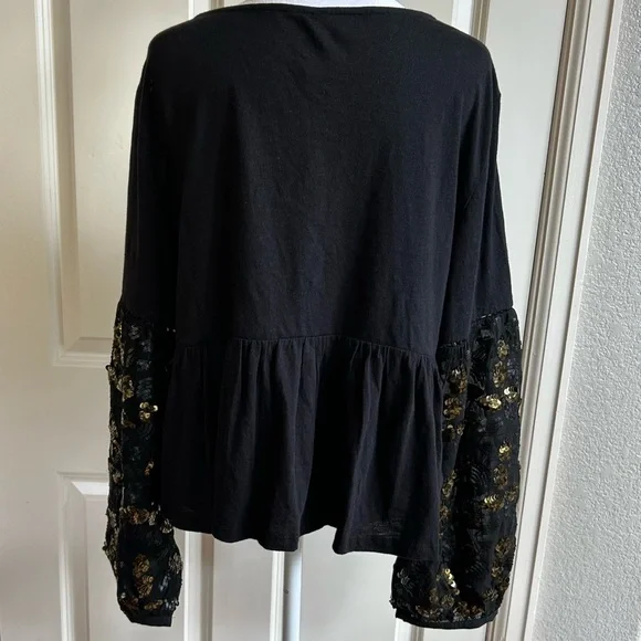 NWT Anthropologie Neale Sequin Peplum Top Sz XL Night Out Whimsigoth Renaissance - Picture 4 of 16
